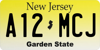 NJ license plate A12MCJ