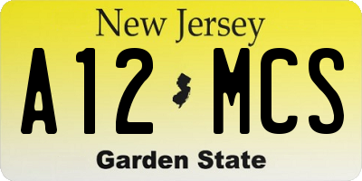 NJ license plate A12MCS