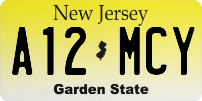 NJ license plate A12MCY