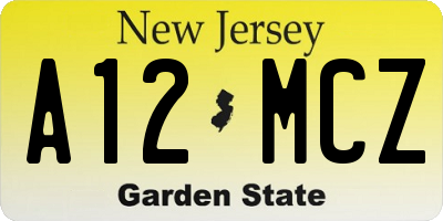 NJ license plate A12MCZ
