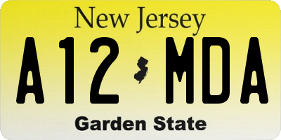NJ license plate A12MDA