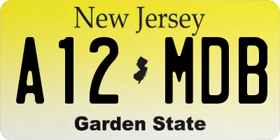 NJ license plate A12MDB