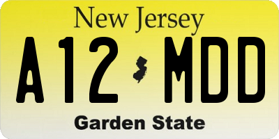 NJ license plate A12MDD