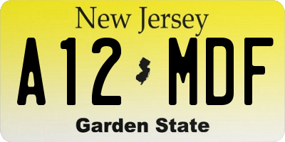 NJ license plate A12MDF