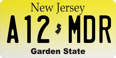 NJ license plate A12MDR