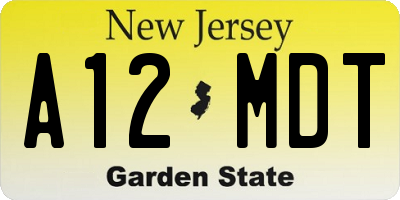 NJ license plate A12MDT