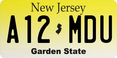 NJ license plate A12MDU