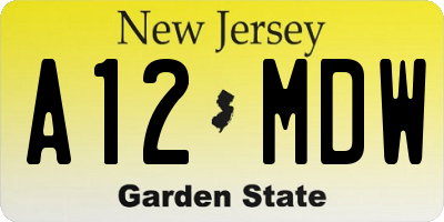 NJ license plate A12MDW
