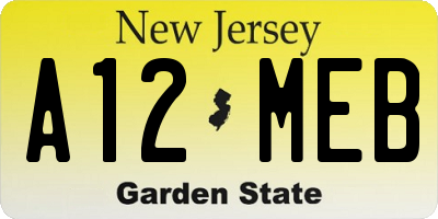 NJ license plate A12MEB