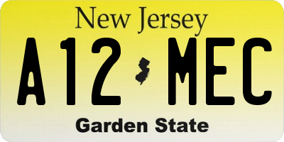 NJ license plate A12MEC