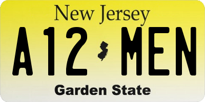 NJ license plate A12MEN