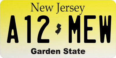 NJ license plate A12MEW