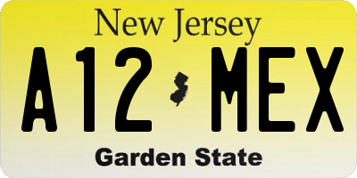 NJ license plate A12MEX