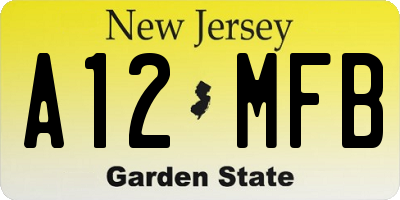 NJ license plate A12MFB