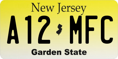 NJ license plate A12MFC