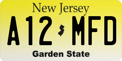 NJ license plate A12MFD