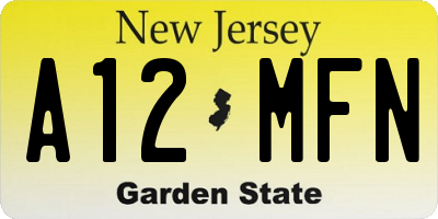 NJ license plate A12MFN