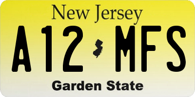 NJ license plate A12MFS