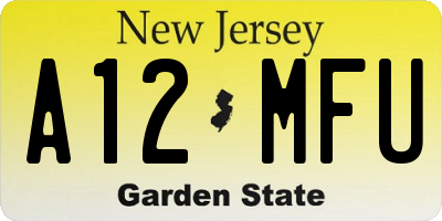 NJ license plate A12MFU