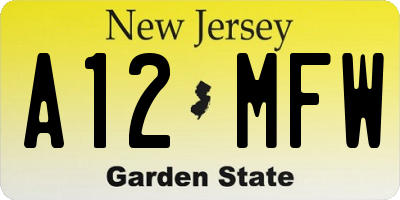 NJ license plate A12MFW