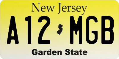 NJ license plate A12MGB