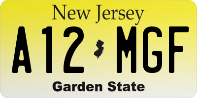 NJ license plate A12MGF