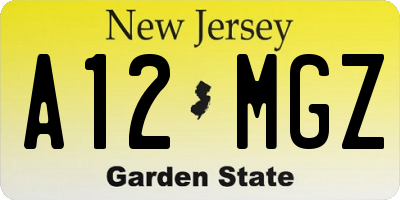 NJ license plate A12MGZ