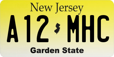 NJ license plate A12MHC