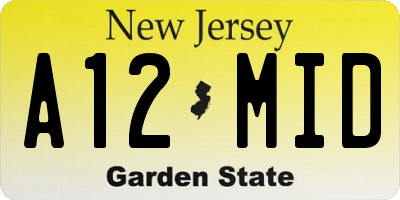 NJ license plate A12MID