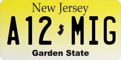 NJ license plate A12MIG