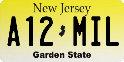 NJ license plate A12MIL