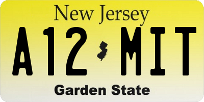 NJ license plate A12MIT