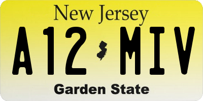 NJ license plate A12MIV