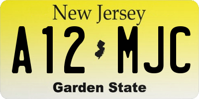 NJ license plate A12MJC