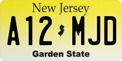 NJ license plate A12MJD