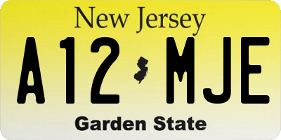 NJ license plate A12MJE