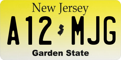 NJ license plate A12MJG