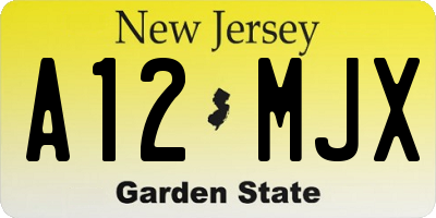 NJ license plate A12MJX