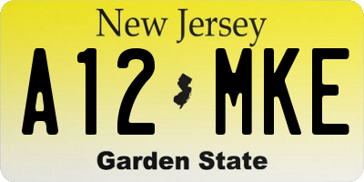 NJ license plate A12MKE