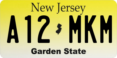 NJ license plate A12MKM