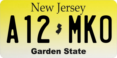 NJ license plate A12MKO