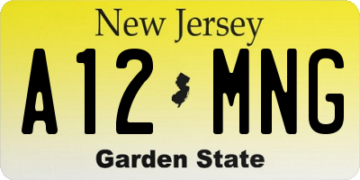 NJ license plate A12MNG