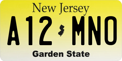 NJ license plate A12MNO