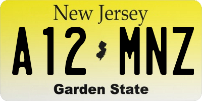 NJ license plate A12MNZ