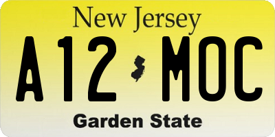 NJ license plate A12MOC
