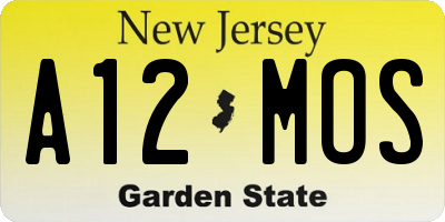 NJ license plate A12MOS