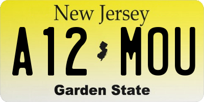 NJ license plate A12MOU
