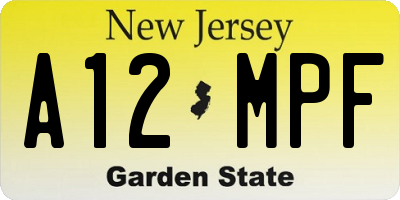 NJ license plate A12MPF