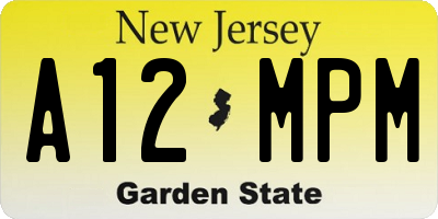 NJ license plate A12MPM