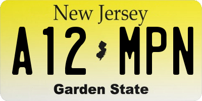 NJ license plate A12MPN